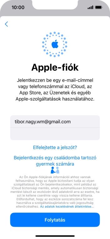 Válaszd a Folytatás lehetőséget.