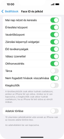 Kattints az „Adatok törlése” melletti csúszkára a funkció be- vagy kikapcsolásához.