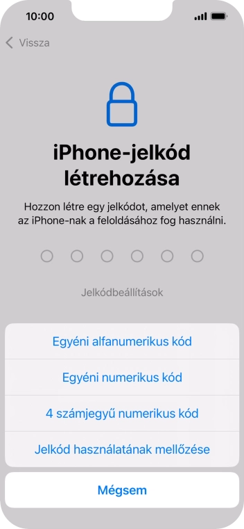 A képernyőzár használatának bekapcsolásához kövesd a képernyőn megjelenő utasításokat, vagy válaszd a Jelkód használatának mellőzése lehetőséget.