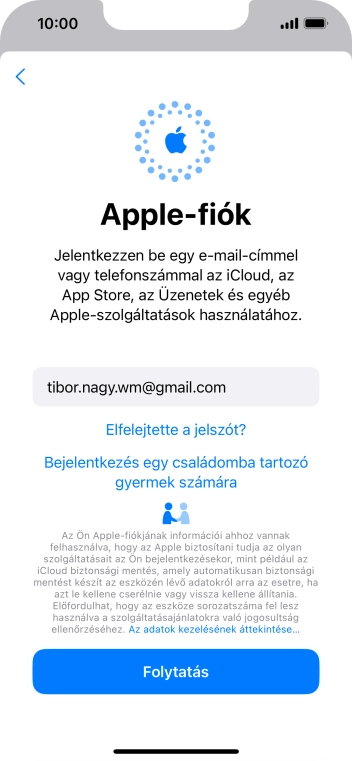 Válaszd a Folytatás lehetőséget.