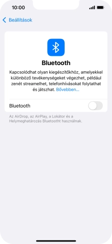 Kattints a „Bluetooth” melletti csúszkára a funkció bekapcsolásához.