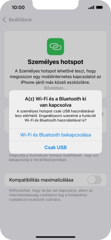 Amennyiben ki van kapcsolva a Wi-Fi, válaszd a Wi-Fi és Bluetooth bekapcsolása lehetőséget.