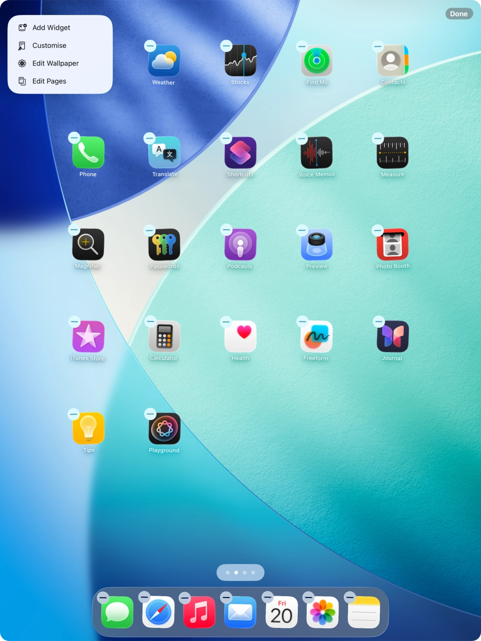 Press Customise.