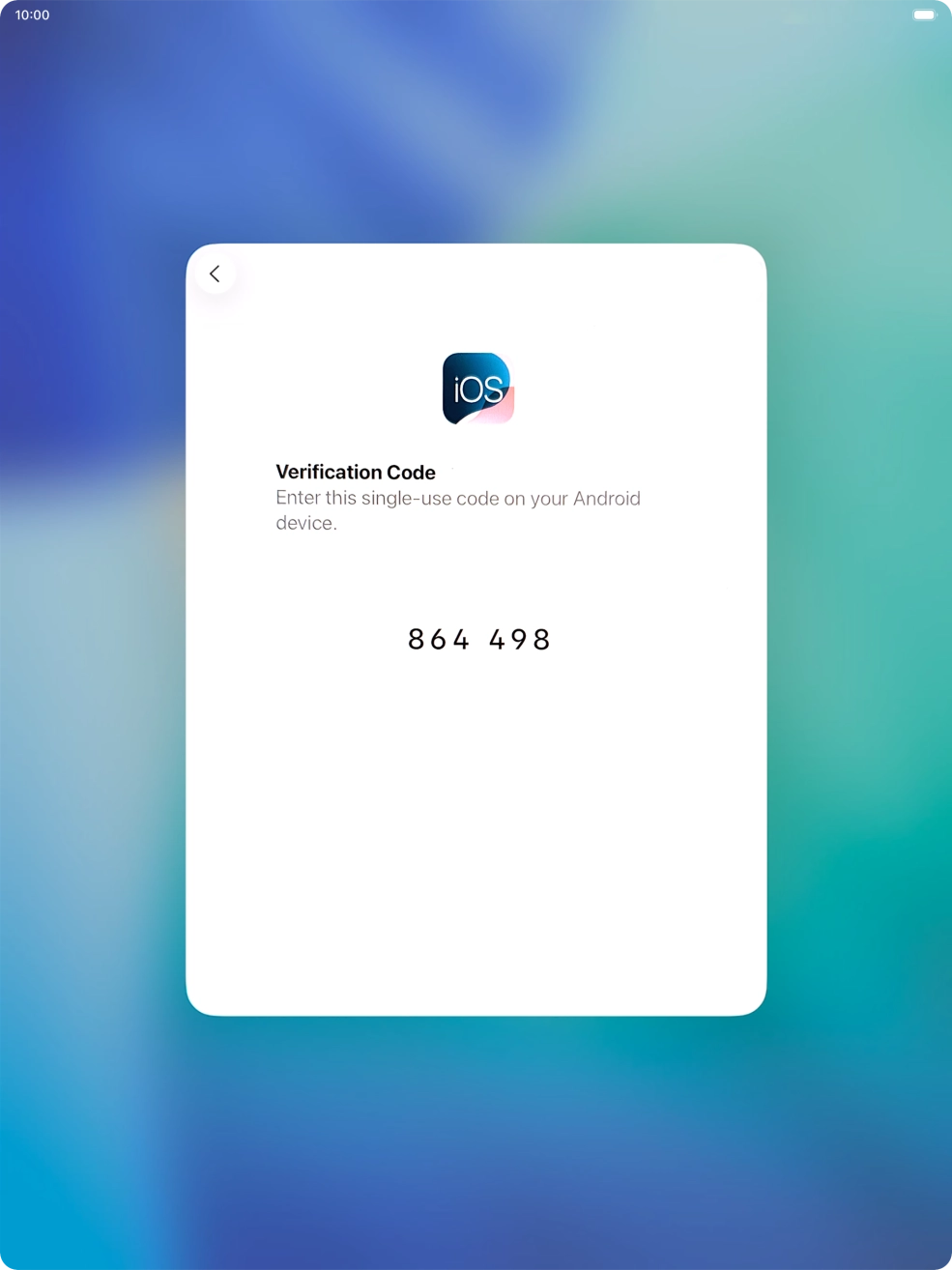 Follow the instructions on the screen and in the 'Move to iOS' app to transfer the content from the Android device to your tablet and set up your tablet and prepare it for use.