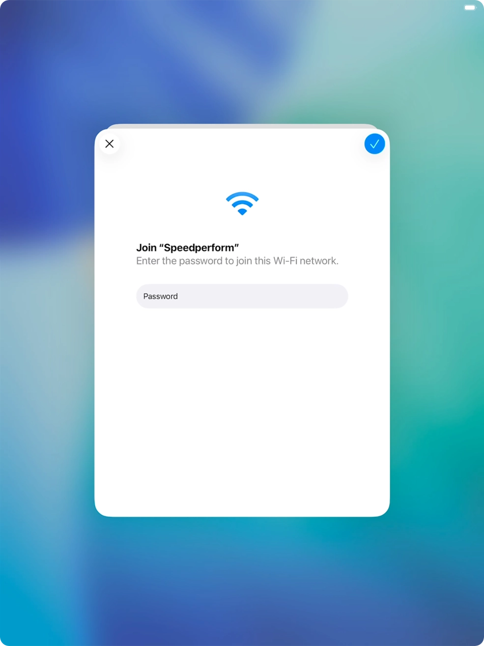 Key in the password for the WiFi network and press the confirm icon. Key in the password for the WiFi network and press the confirm icon.