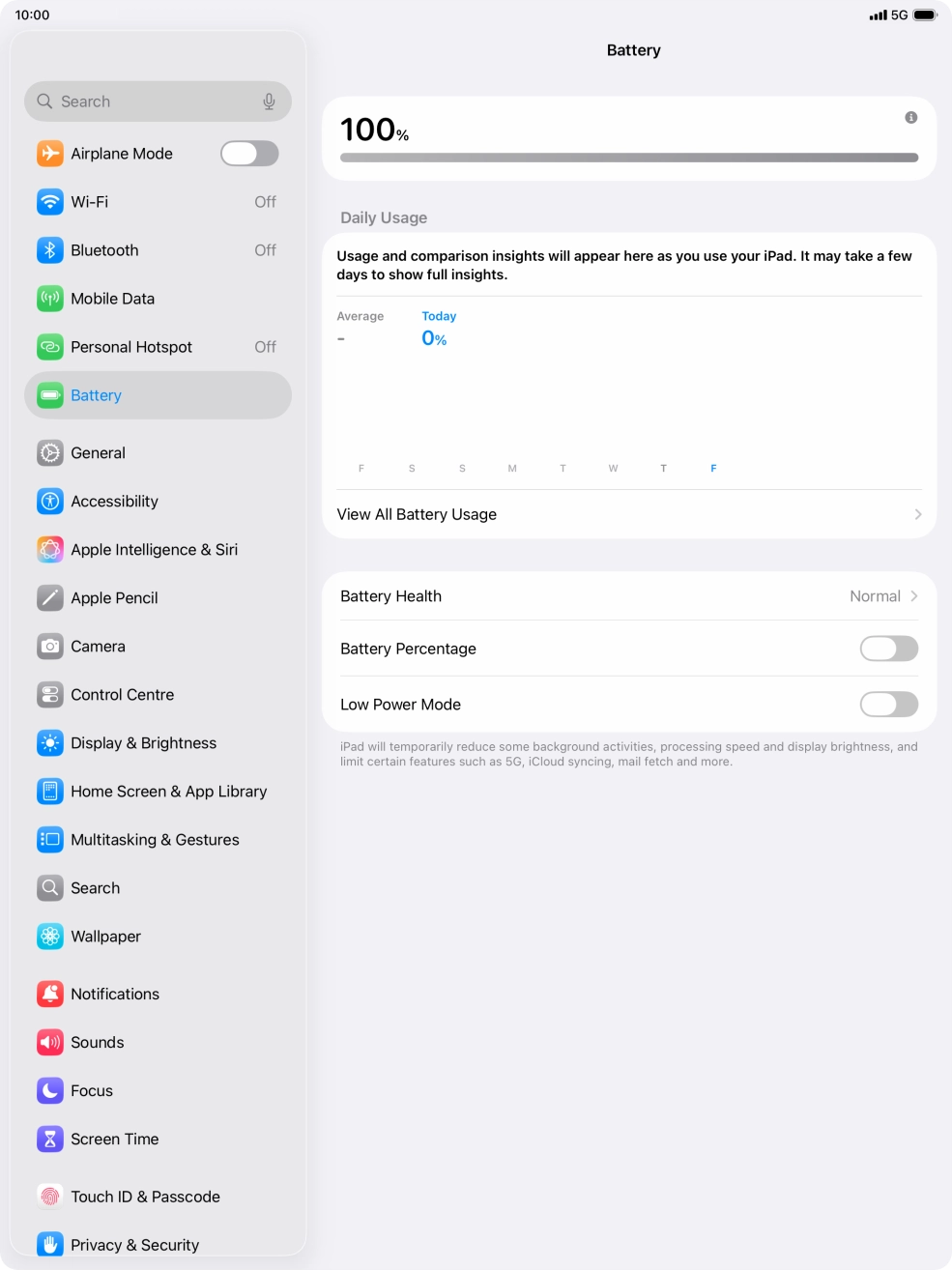 Press the indicator next to 'Low Power Mode' to turn on the function.