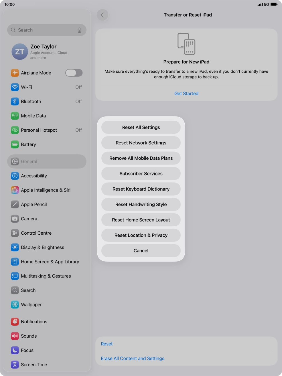 Press Reset All Settings.