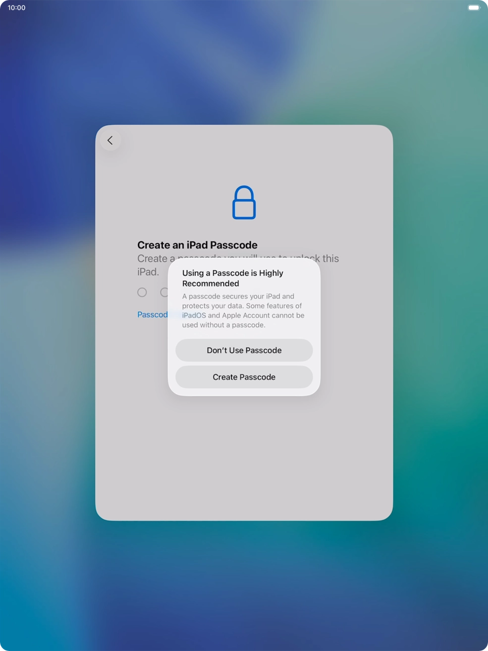 If you turn off the function, press Don't Use Passcode. If you turn off the function, press Don't Use Passcode.