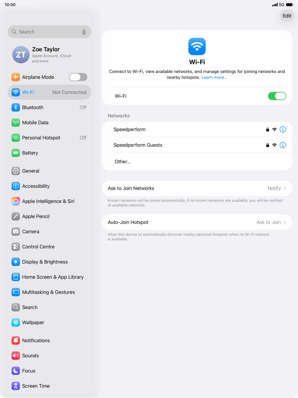 Press the required WiFi network and key in the password for the WiFi network.