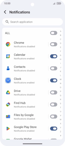 Press the indicators next to the required apps to turn the function on or off.