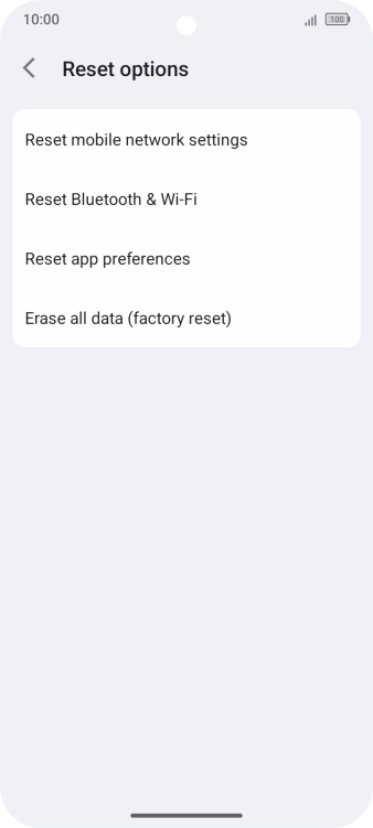 Press Erase all data (factory reset). Press Erase all data (factory reset).