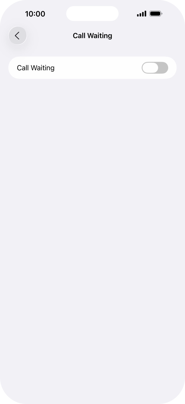 Press the indicator next to 'Call Waiting' to turn the function on or off.