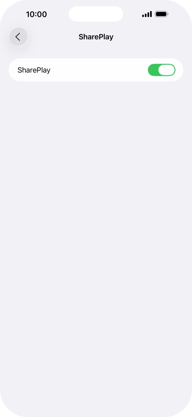 Press the indicator next to 'SharePlay' to turn the function on or off.