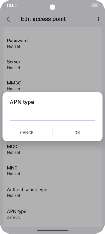 Key in default and press OK. Key in default and press OK.