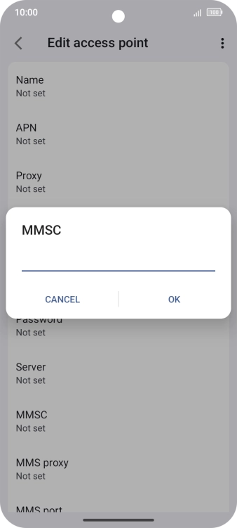 Key in http://mmsc.telstra.com:8002 and press OK.