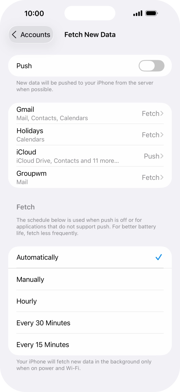 If you turn off the function, press the required setting.