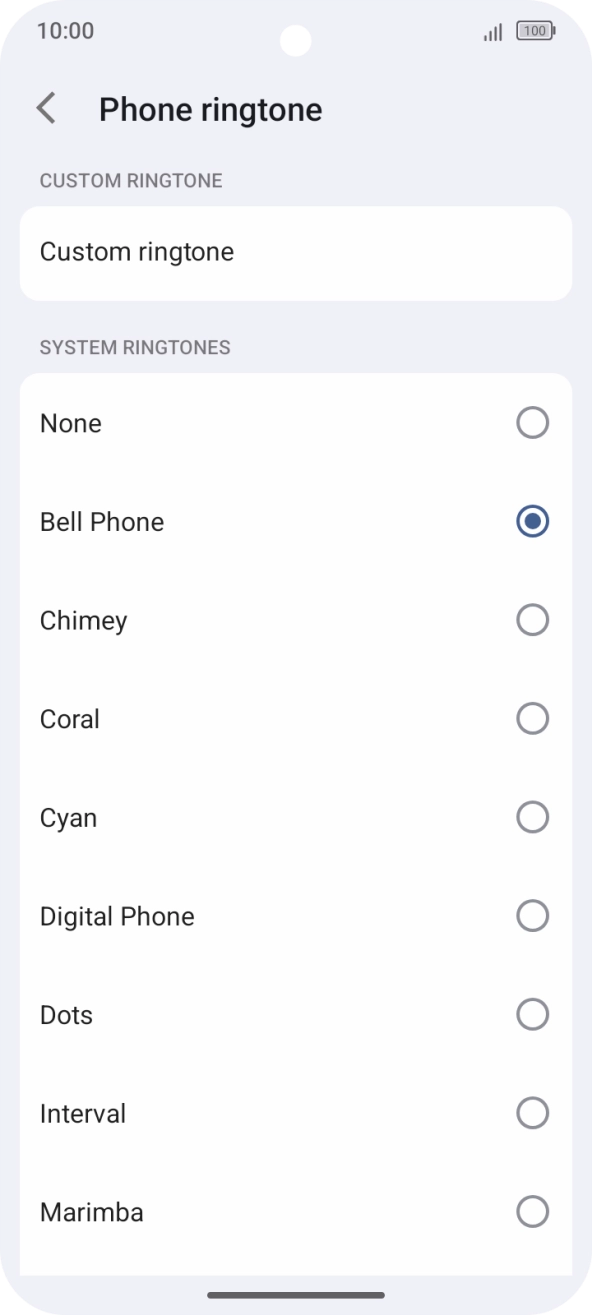 Press the different ring tones to hear them.