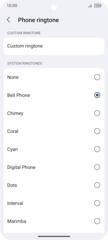 Press the different ring tones to hear them.