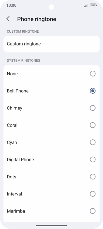 Press the different ring tones to hear them.