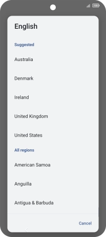 Press the required region.