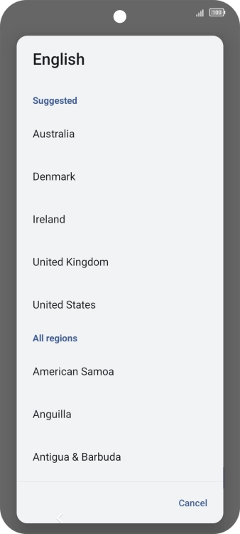 Press the required region.