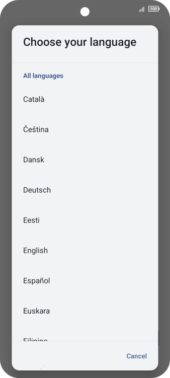 Press the required language.