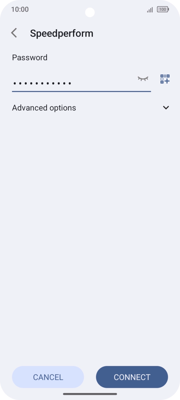 Key in the password for the Wi-Fi network and press CONNECT.