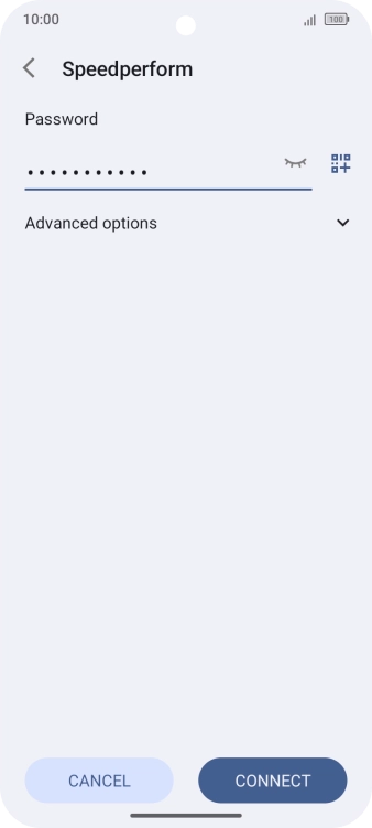 Key in the password for the Wi-Fi network and press CONNECT.