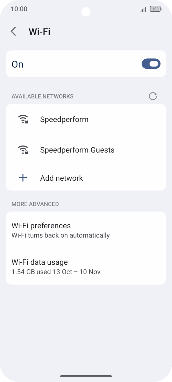 Press the required Wi-Fi network.