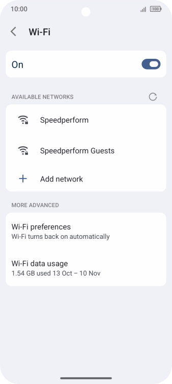 Press the required Wi-Fi network.