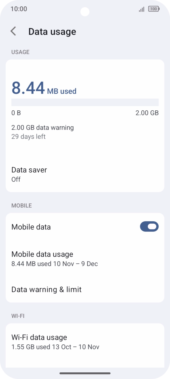 The total data usage is displayed.