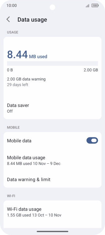 The total data usage is displayed.