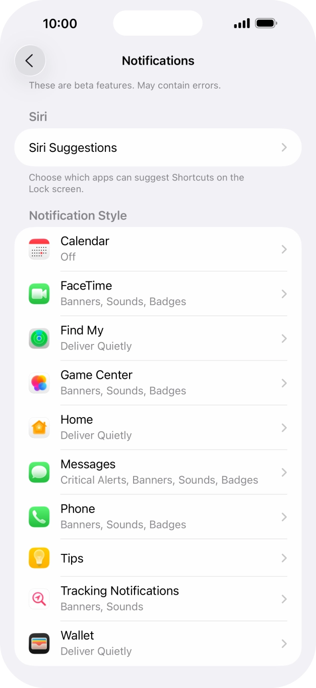 Press the required application. Press the required application.