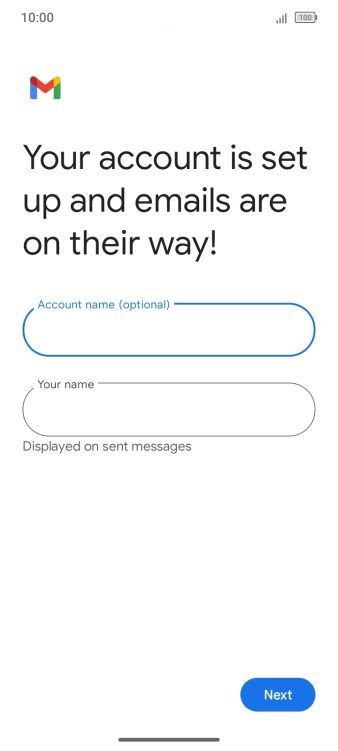 Press Your name and key in the required sender name.