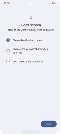 Press the required setting.