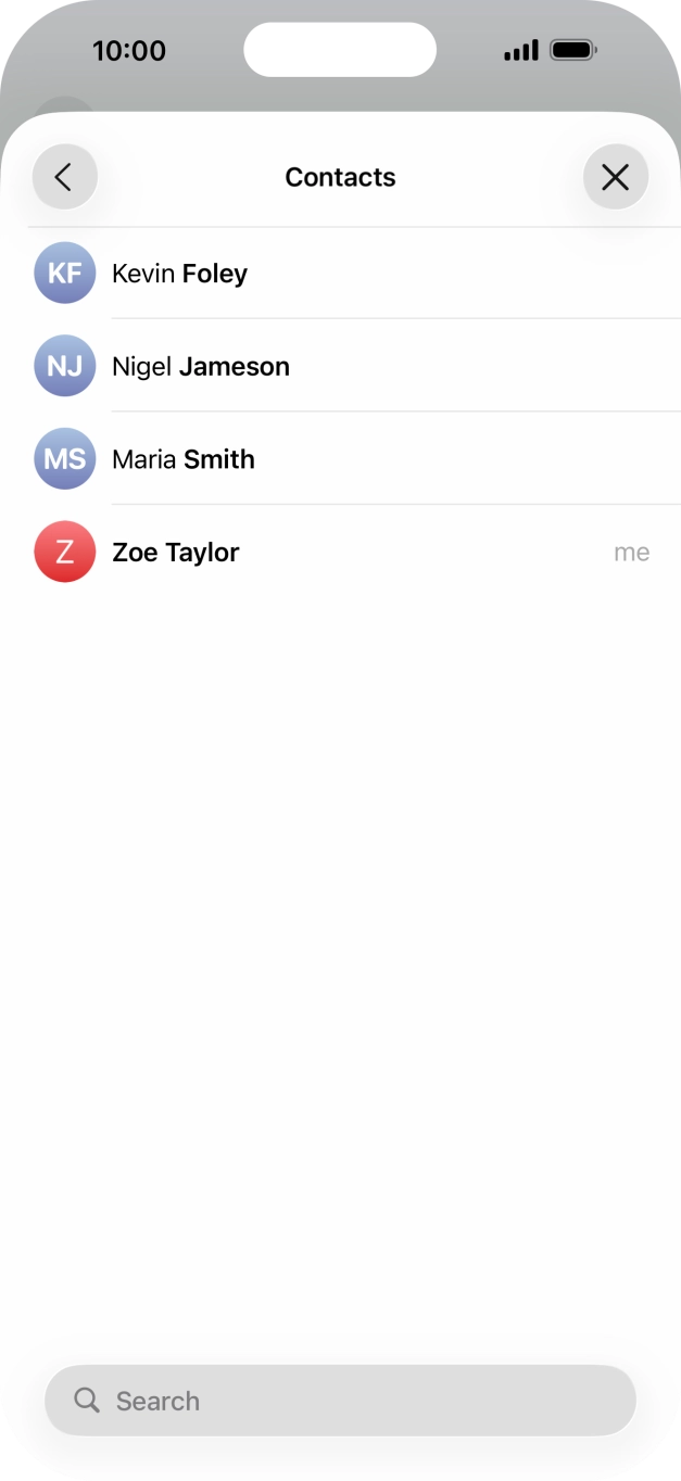 Press the required contact.