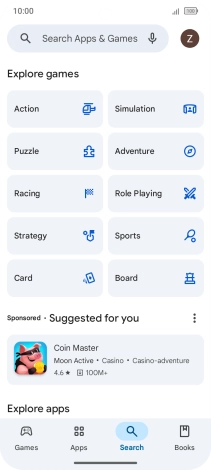 Press the search field.