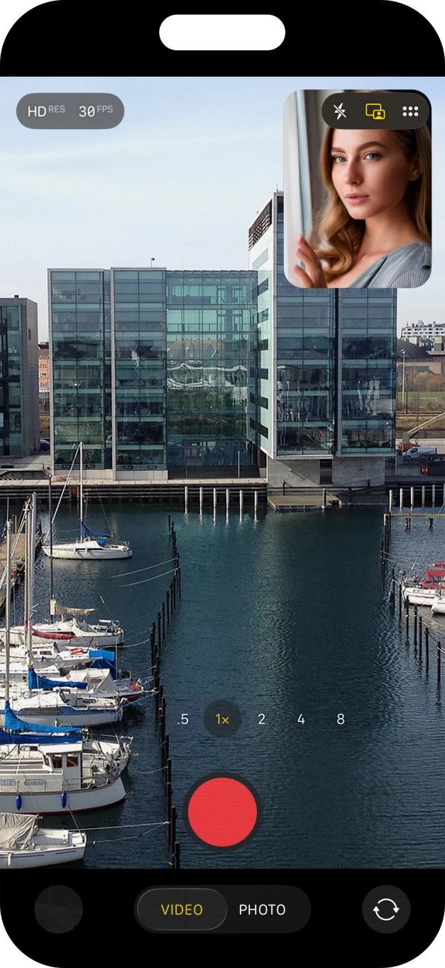 Press the record icon to start recording.