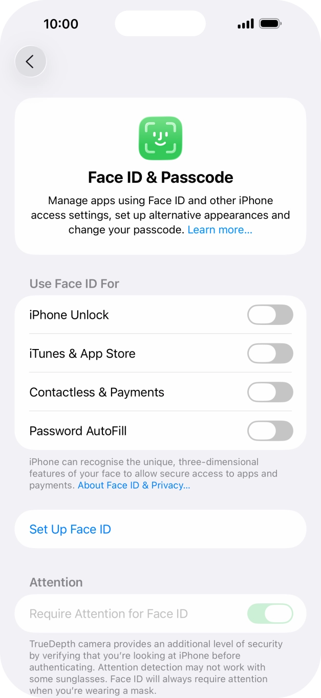 Press Set Up Face ID.