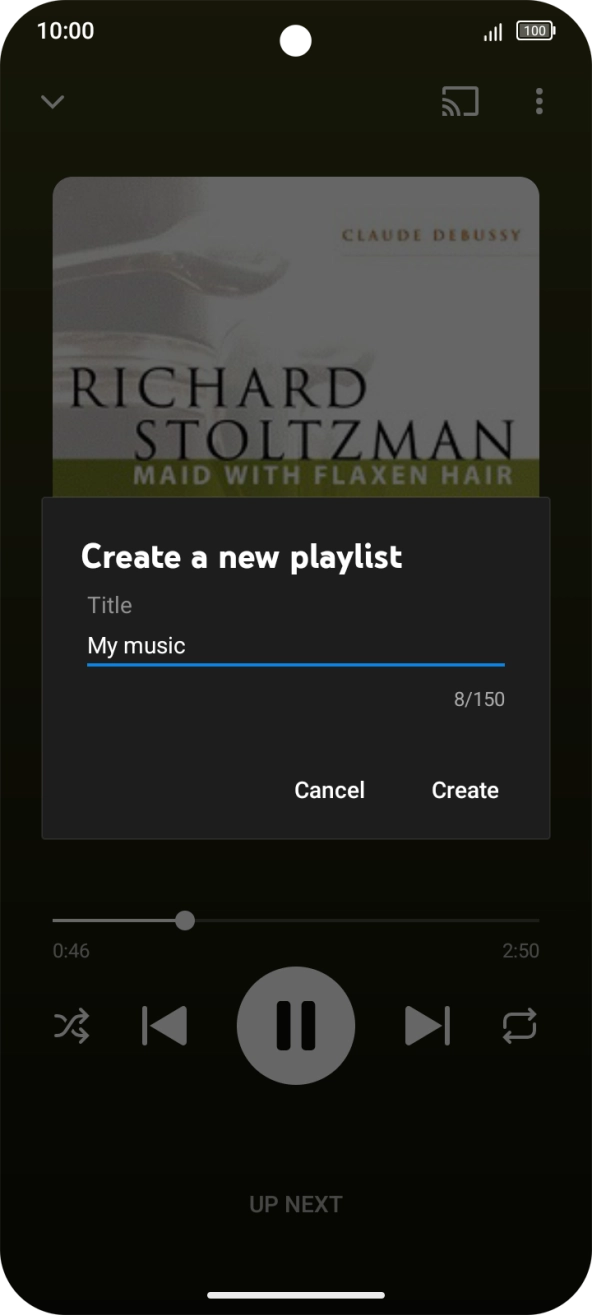 Key in a name for the playlist and press Create.