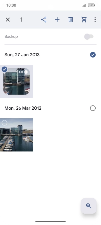 Press the required pictures or videos to add them.