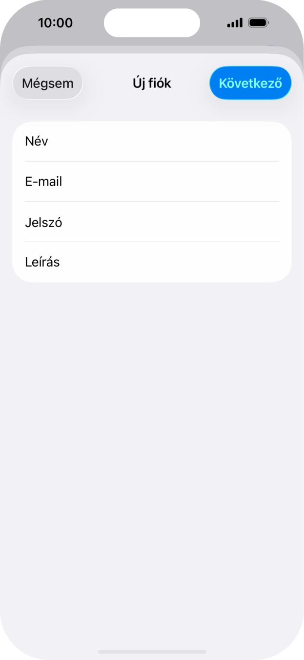 Kattints a Leírás mezőre, és írd be az e-mail-fiók kívánt nevét.