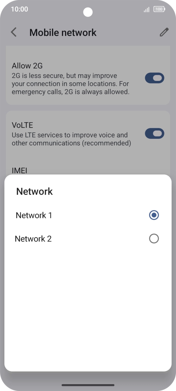 Press the required network.