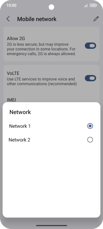 Press the required network.