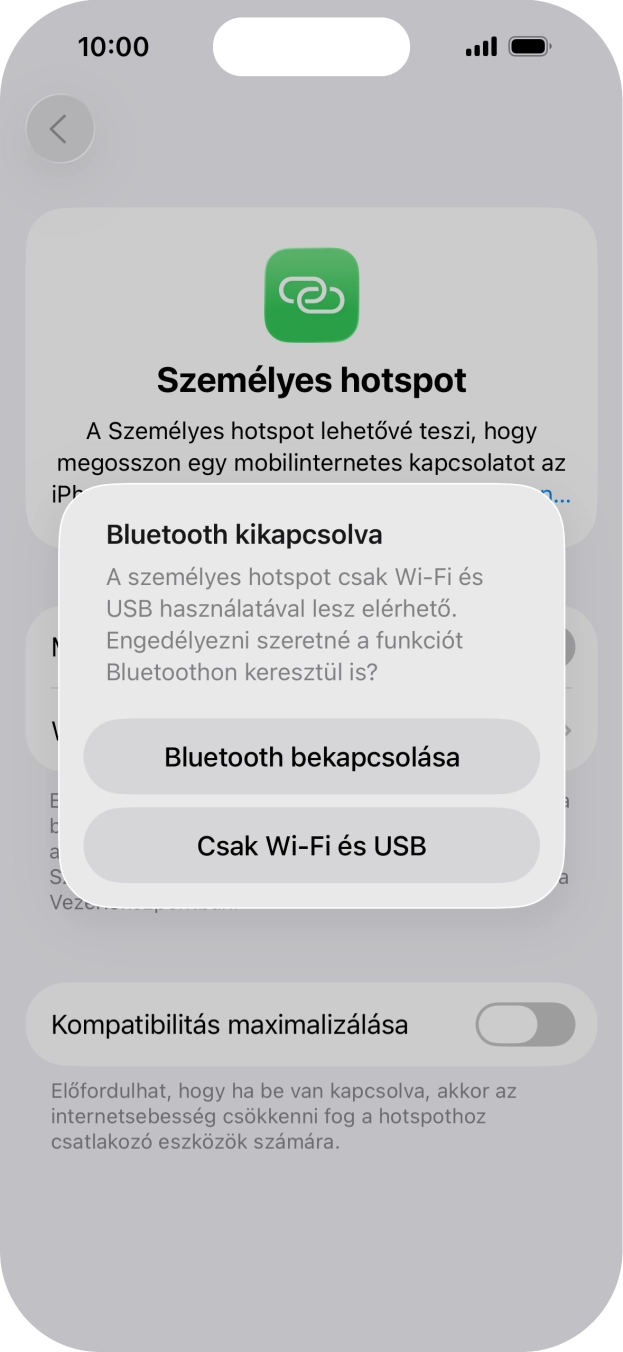 Amennyiben be van kapcsolva a Wi-Fi, válaszd a Csak Wi-Fi és USB lehetőséget.
