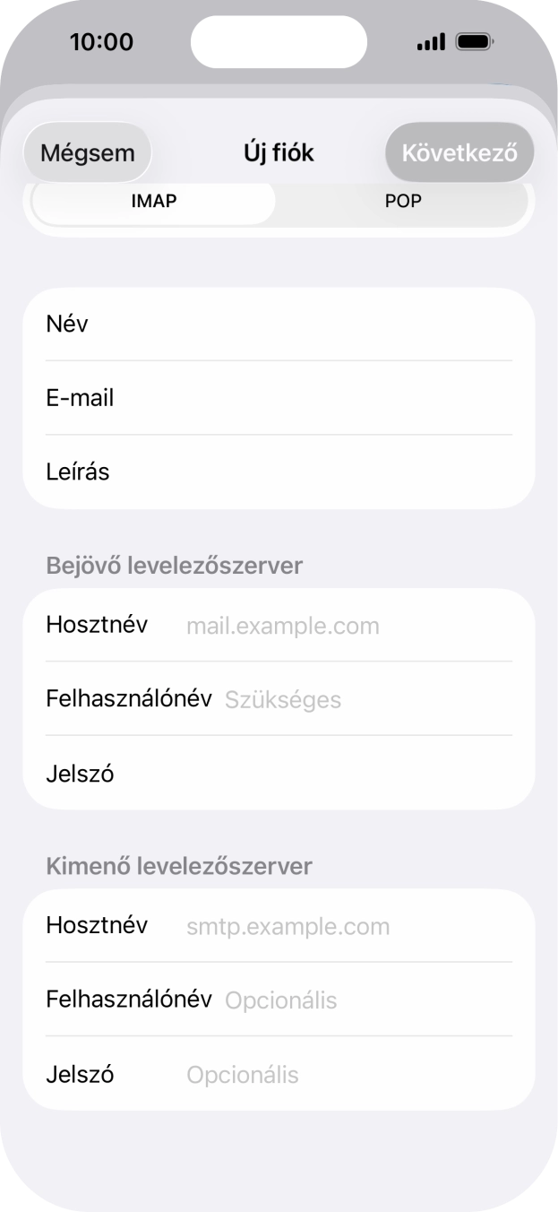 Válaszd az IMAP lehetőséget.