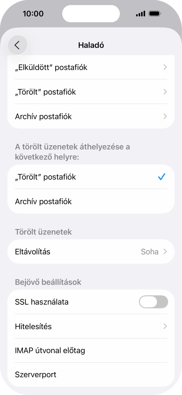 Kattints az „SSL használata” melletti csúszkára a funkció bekapcsolásához.
