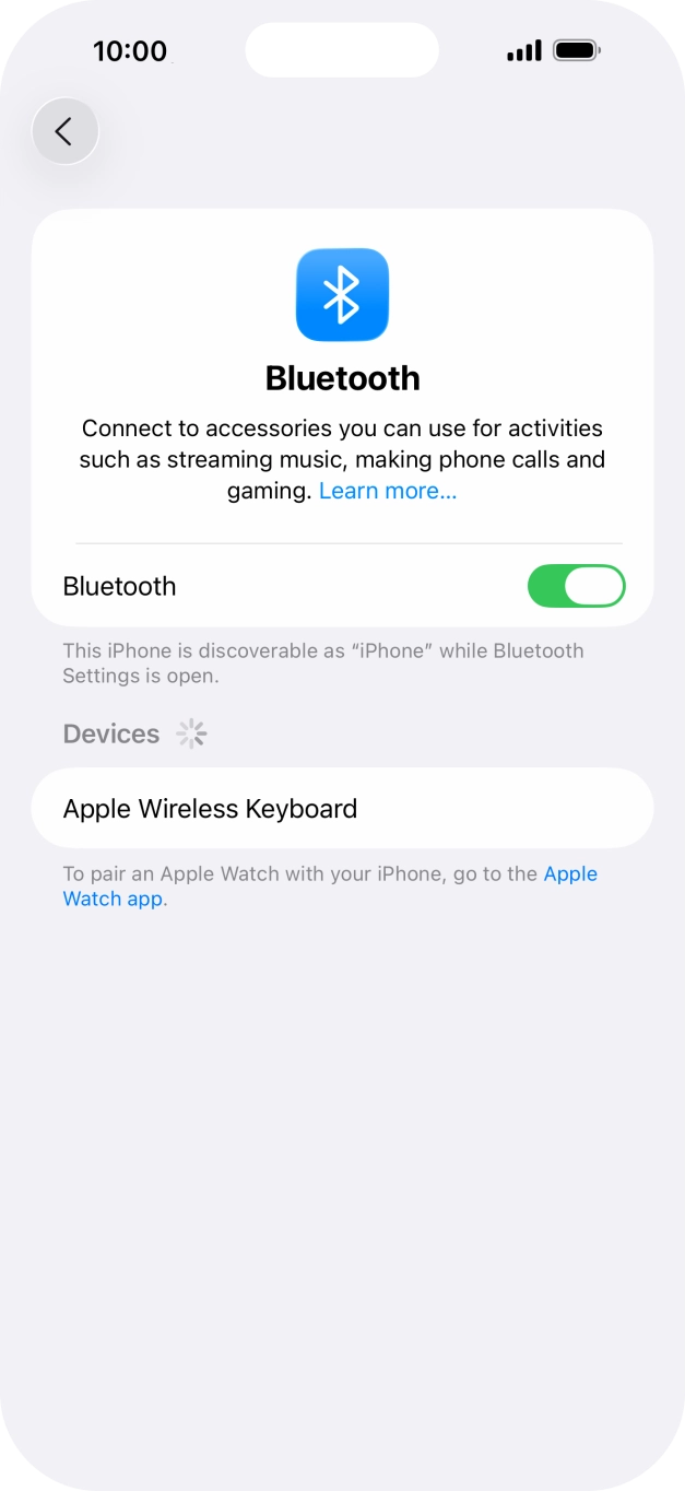 Press the required Bluetooth device and follow the instructions on the screen to pair the device with your phone.