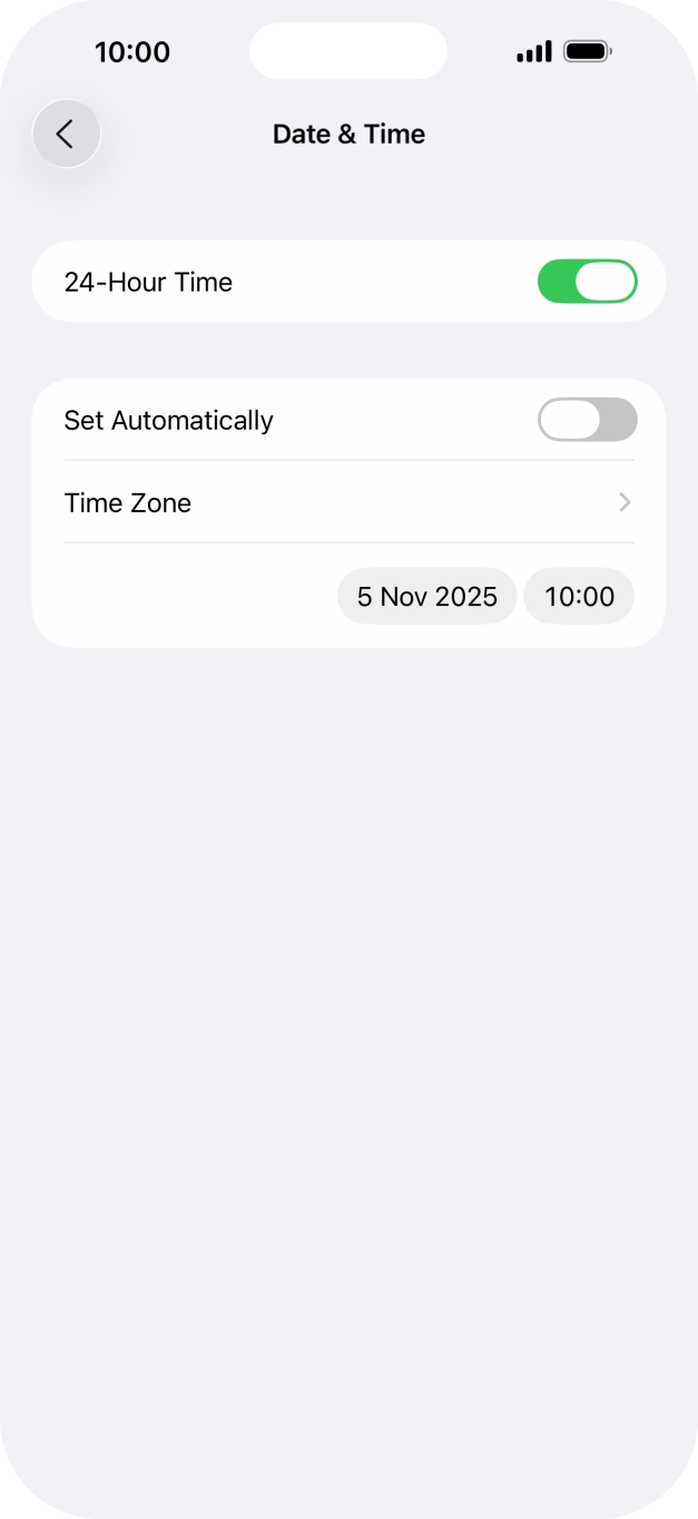 Press the indicator next to 'Set Automatically' to turn on the function.