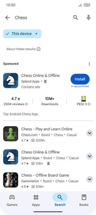 Press the required app.